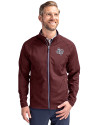 Texas Southern Tigers Cutter & Buck Adapt Eco Knit Hybrid Recycled Mens Full Zip Jacket Bordeaux Front Thumbnail Image