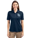Tampa Bay Rays Cutter & Buck Virtue Eco Pique Recycled Womens Polo Navy Blue Front Thumbnail Image