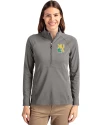View image 4: Xavier Gold Rush Cutter & Buck Adapt Recycled Soft Knit Stretch Womens Half Zip Pullover Elemental Grey Front