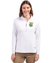 View image 7: Xavier Gold Rush Cutter & Buck Adapt Recycled Soft Knit Stretch Womens Half Zip Pullover White Front