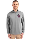 St. Louis Cardinals- Cutter & Buck Virtue Eco Pique Recycled Quarter Zip Mens Pullover Polished Medium Gray Front Thumbnail Image