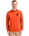 San Francisco Giants Cutter & Buck Virtue Eco Pique Recycled Quarter Zip Mens Pullover College Orange Front Thumbnail Image