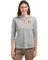 Pittsburgh Pirates Cutter & Buck Virtue Eco Pique Recycled Half Zip Pullover Womens Hoodie Polished Medium Gray Front Thumbnail Image