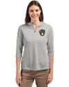 Milwaukee Brewers Cutter & Buck Virtue Eco Pique Recycled Half Zip Pullover Womens Hoodie Polished Medium Gray Front Thumbnail Image