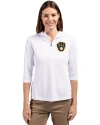 Milwaukee Brewers Cutter & Buck Virtue Eco Pique Recycled Half Zip Pullover Womens Hoodie White Front Thumbnail Image