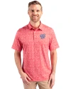 Washington Nationals Cutter & Buck Pike Constellation Print Stretch Mens Polo Red Front Thumbnail Image