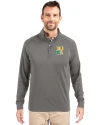 Xavier Gold Rush Cutter & Buck Adapt Eco Knit Stretch Recycled Mens Quarter Zip Pullover Elemental Grey Front Thumbnail Image