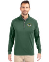 Green Bay Packers Cutter & Buck Adapt Eco Knit Stretch Recycled Mens Quarter Zip Pullover Hunter Green Front Thumbnail Image