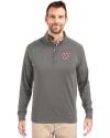 Washington Nationals Cutter & Buck Adapt Eco Knit Stretch Recycled Mens Quarter Zip Pullover Elemental Grey Front Thumbnail Image