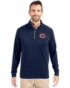Chicago Bears Cutter & Buck Adapt Recycled Soft Knit Stretch  Mens Quarter Zip Pullover Navy Blue Front Thumbnail Image