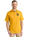 San Diego Padres Cutter & Buck Virtue Eco Pique Recycled Mens Polo College Gold Front Thumbnail Image