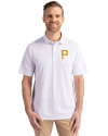 Pittsburgh Pirates Cutter & Buck Virtue Eco Pique Recycled Mens Polo White Front Thumbnail Image