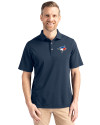 Toronto Blue Jays Cutter & Buck Virtue Eco Pique Recycled Mens Polo Navy Blue Front Thumbnail Image