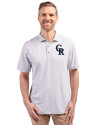 Colorado Rockies Cutter & Buck Virtue Eco Pique Botanical Print Recycled Mens Polo Polished Medium Gray Front Thumbnail Image