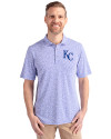 Kansas City Royals Cutter & Buck Virtue Eco Pique Botanical Print Recycled Mens Polo Chelan Blue Front Thumbnail Image