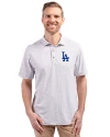 Los Angeles Dodgers Cutter & Buck Virtue Eco Pique Botanical Print Recycled Mens Polo Polished Medium Gray Front Thumbnail Image