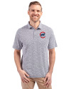 Chicago Cubs Cutter & Buck Virtue Eco Pique Botanical Print Recycled Mens Polo Navy Blue Front Thumbnail Image