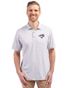 Toronto Blue Jays Cutter & Buck Virtue Eco Pique Botanical Print Recycled Mens Polo Polished Medium Gray Front Thumbnail Image
