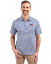 Toronto Blue Jays Cutter & Buck Virtue Eco Pique Stripe Recycled Mens Polo Tour Blue Front Thumbnail Image