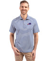 Buffalo Bills Cutter & Buck Virtue Eco Pique Stripe Recycled Mens Polo Tour Blue Front Thumbnail Image
