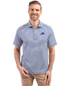 View image 16: Buffalo Bills Cutter & Buck Virtue Recycled Stripe Featherlight Pique Mens Polo Tour Blue Front