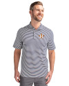 Houston Astros Cutter & Buck Virtue Eco Pique Stripe Recycled Mens Polo Navy Blue Front Thumbnail Image