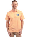 Houston Astros Cutter & Buck Virtue Eco Pique Stripe Recycled Mens Polo Orange Burst Front Thumbnail Image