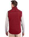 Tuskegee Golden Tigers Cutter & Buck Mainsail Sweater-Knit Mens Full Zip Vest Cardinal Red Heather Back Thumbnail Image