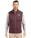 Texas Southern Tigers Cutter & Buck Mainsail Sweater-Knit Mens Full Zip Vest Bordeaux Heather Front Thumbnail Image
