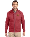 Tuskegee Golden Tigers Cutter & Buck Mainsail Sweater-Knit Mens Full Zip Jacket Cardinal Red Heather Front Thumbnail Image