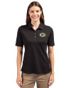 Green Bay Packers Cutter & Buck Virtue Eco Pique Recycled Womens Polo Black Front Thumbnail Image