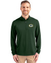 Green Bay Packers Cutter & Buck Virtue Eco Pique Recycled Quarter Zip Mens Pullover Hunter Green Front Thumbnail Image