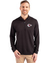Kansas City Chiefs Cutter & Buck Virtue Eco Pique Recycled Quarter Zip Mens Pullover Black Front Thumbnail Image