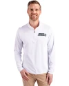 Seattle Seahawks Cutter & Buck Virtue Eco Pique Recycled Quarter Zip Mens Pullover White Front Thumbnail Image