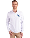 Kansas City Royals Cutter & Buck Virtue Eco Pique Recycled Quarter Zip Mens Pullover White Front Thumbnail Image