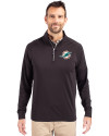 Miami Dolphins Cutter & Buck Adapt Eco Knit Stretch Recycled Mens Big and Tall Quarter Zip Pullover Black Front Thumbnail Image