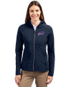 Buffalo Bills Cutter & Buck Adapt Eco Knit Hybrid Recycled Womens Full Zip Jacket Navy Blue Front Thumbnail Image