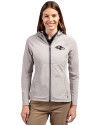 Baltimore Ravens Cutter & Buck Adapt Eco Knit Hybrid Recycled Womens Full Zip Jacket Polished Medium Gray Front Thumbnail Image