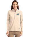 Miami Dolphins Cutter & Buck Adapt Eco Knit Stretch Recycled Womens Half Zip Pullover Wheat Front Thumbnail Image