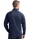 New York Giants Cutter & Buck Adapt Eco Knit Hybrid Recycled Mens Full Zip Jacket Navy Blue Back Thumbnail Image