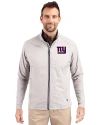 New York Giants Cutter & Buck Adapt Eco Knit Hybrid Recycled Mens Full Zip Jacket Polished Medium Gray Front Thumbnail Image