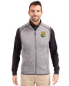 Xavier Gold Rush Cutter & Buck Mainsail Sweater-Knit Mens Big and Tall Full Zip Vest Polished Heather Front Thumbnail Image