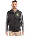 Xavier Gold Rush Cutter & Buck Stealth Hybrid Quilted Mens Big and Tall Full Zip Windbreaker Jacket Black Front Thumbnail Image