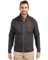 Tuskegee Golden Tigers Cutter & Buck Mainsail Sweater-Knit Mens Big and Tall Full Zip Jacket Charcoal Heather Front Thumbnail Image