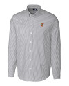 Tuskegee Golden Tigers Cutter & Buck Stretch Oxford Stripe Mens Long Sleeve Dress Shirt Charcoal Mannequin Thumbnail Image