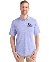 View image 4: Creighton Bluejays Cutter & Buck Virtue Recycled Botanical Print Featherlight Pique Mens  Polo Chelan Blue Front