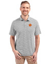 Clemson Tigers Cutter & Buck Virtue Eco Pique Botanical Print Recycled Mens Polo Black Front Thumbnail Image