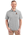 Harvard Crimson Cutter & Buck Virtue Eco Pique Botanical Print Recycled Mens Polo Black Front Thumbnail Image
