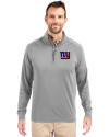 New York Giants Cutter & Buck Adapt Eco Knit Stretch Recycled Mens Big and Tall Quarter Zip Pullover Polished Medium Gray Front Thumbnail Image