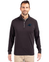 Carolina Panthers Cutter & Buck Adapt Eco Knit Stretch Recycled Mens Big and Tall Quarter Zip Pullover Black Front Thumbnail Image